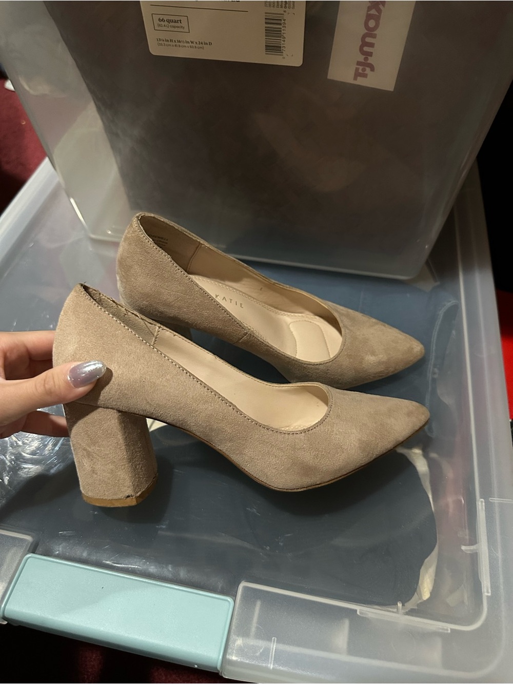 Kelly & Katie Taupe Block Heel Pumps